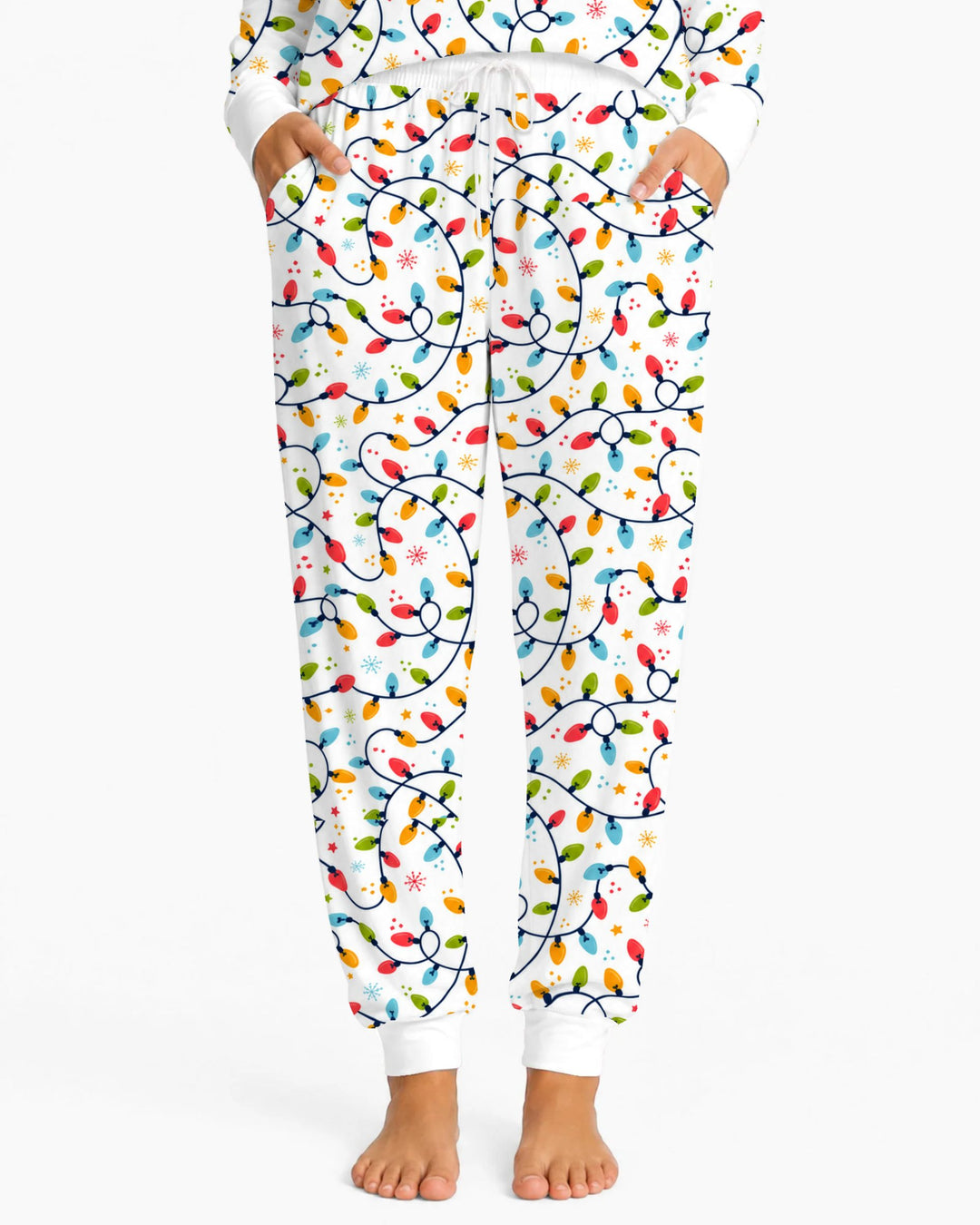 Colorful Christmas String Lights Bamboo Women Pajama Set