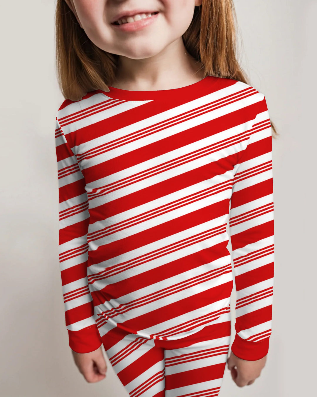 Classic Red Candy Cane Stripes Bamboo Two Piece Long Sleeve Pajama Set