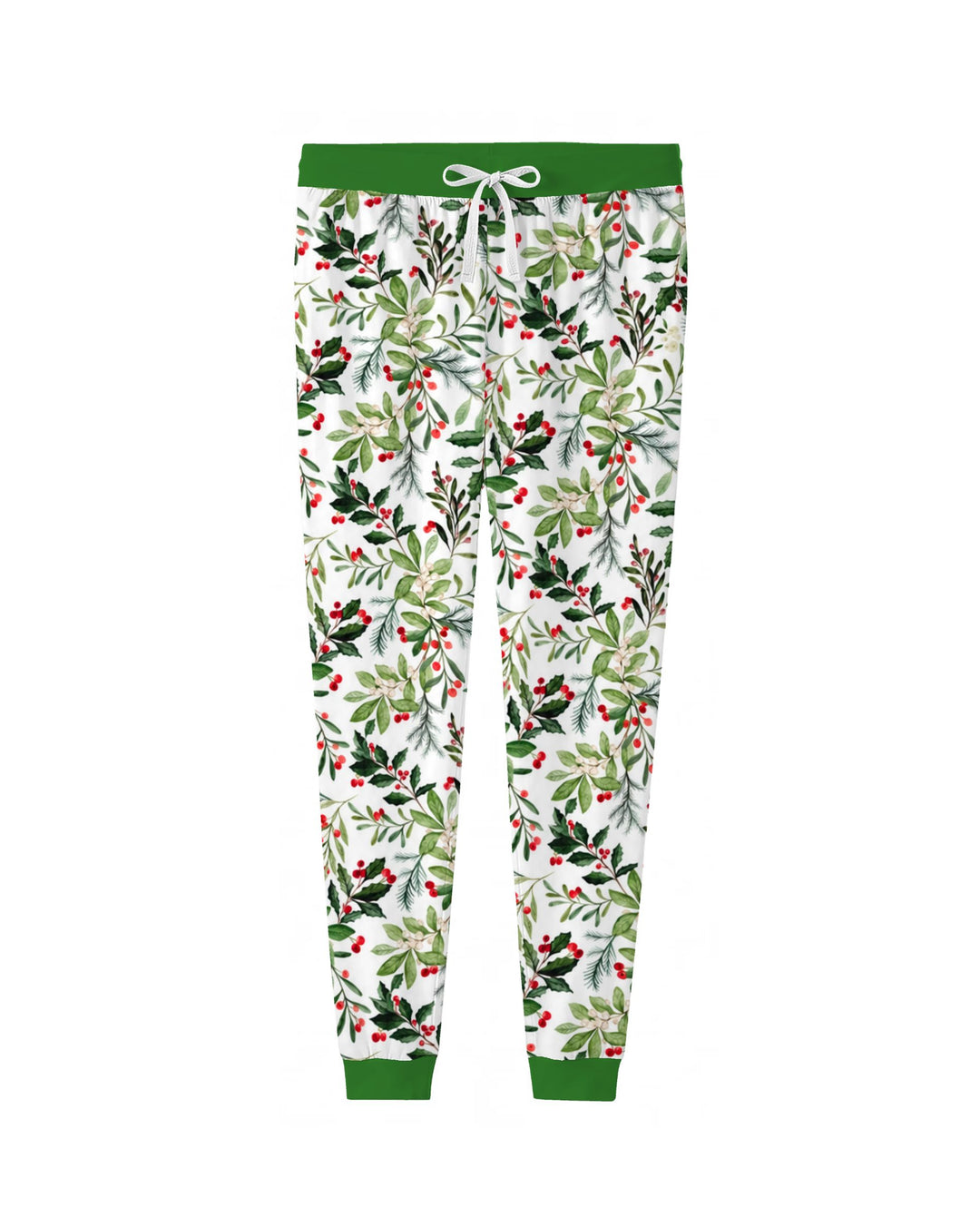 Watercolor Christmas Holly Greenery Bamboo Women Pajama Set