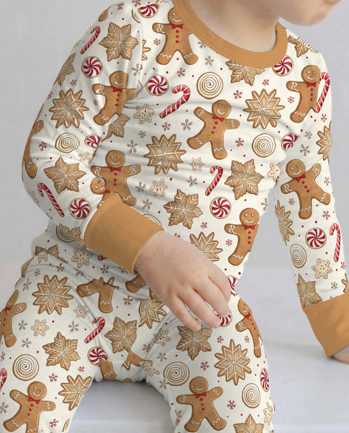 Gingerbread Man Christmas Cookies Bamboo Two Piece Long Sleeve Pajama Set