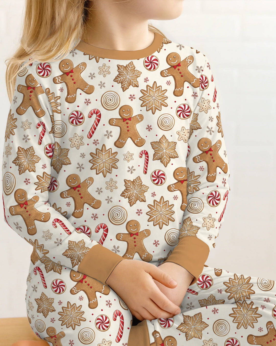 Gingerbread Man Christmas Cookies Bamboo Two Piece Long Sleeve Pajama Set