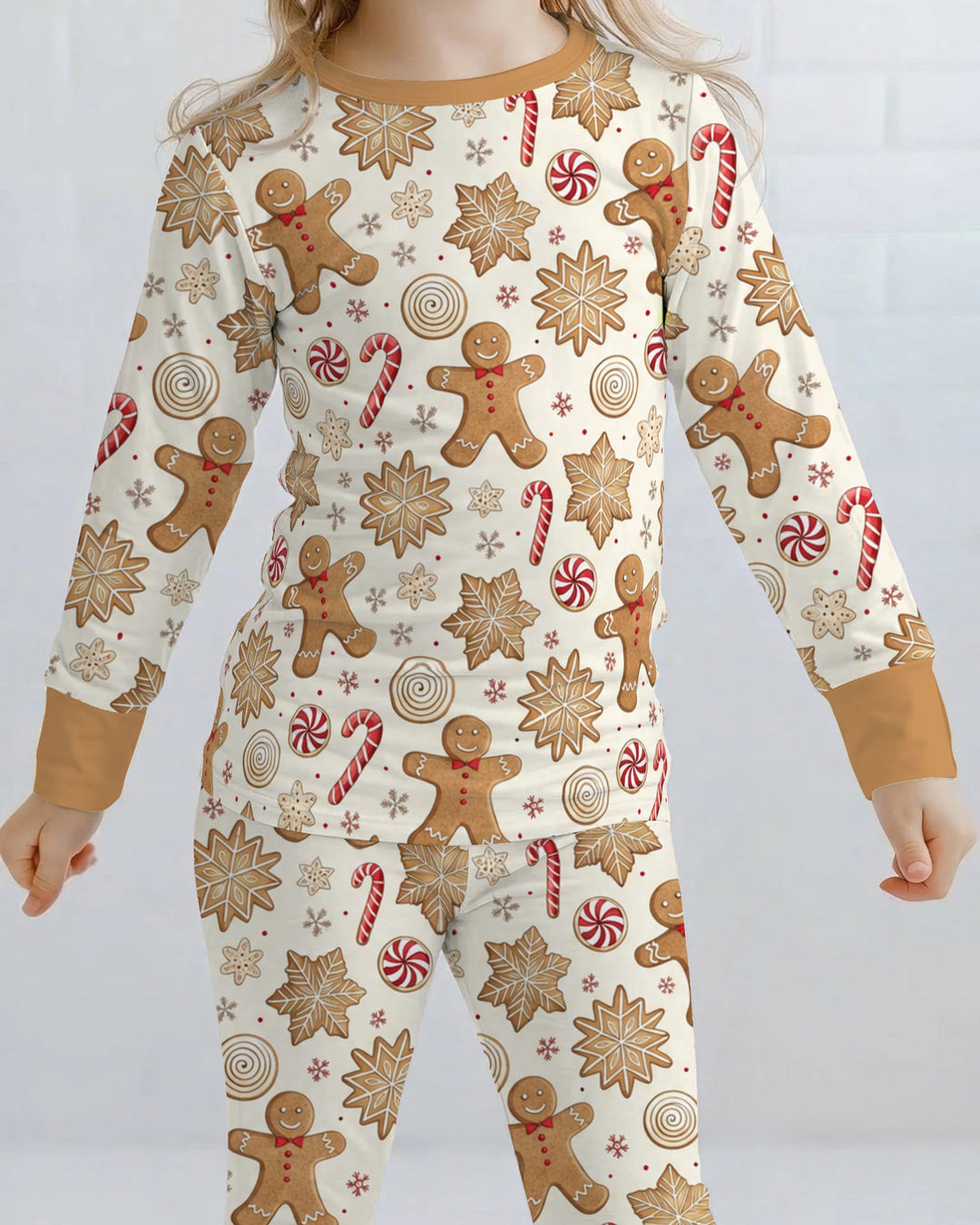 Gingerbread Man Christmas Cookies Bamboo Two Piece Long Sleeve Pajama Set