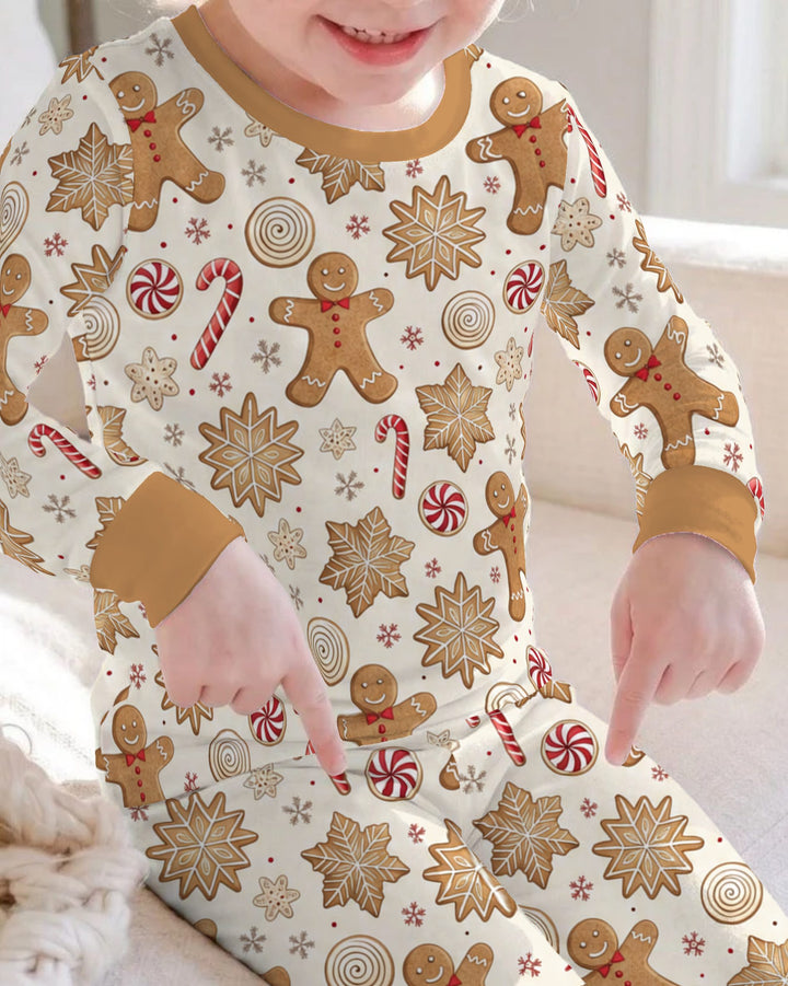 Gingerbread Man Christmas Cookies Bamboo Two Piece Long Sleeve Pajama Set