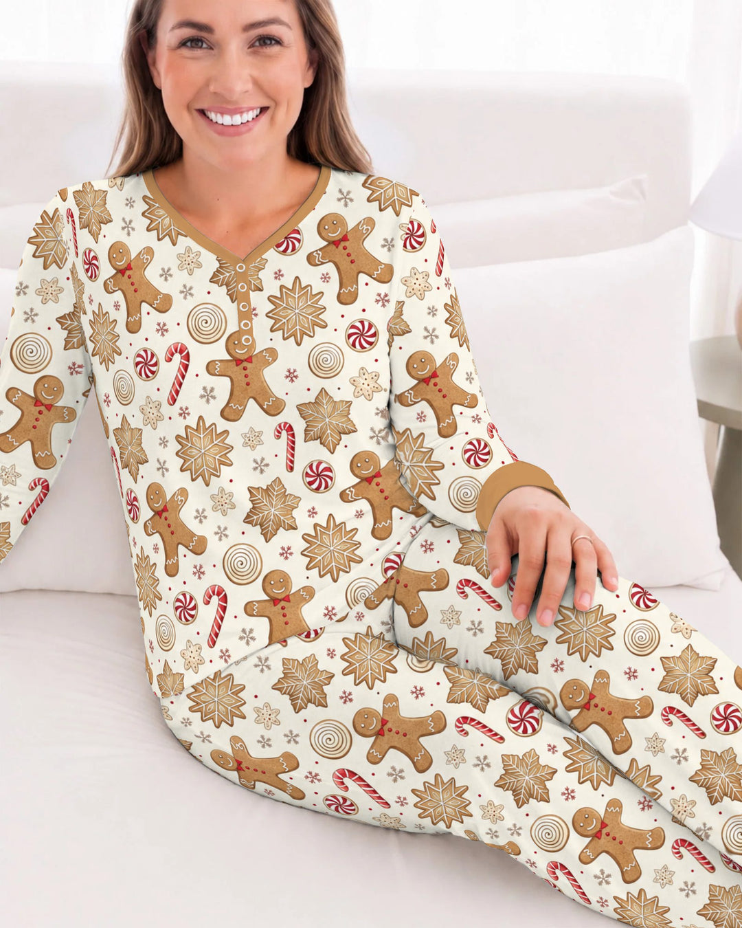 Gingerbread Man Christmas Cookies Bamboo Women Pajama Set