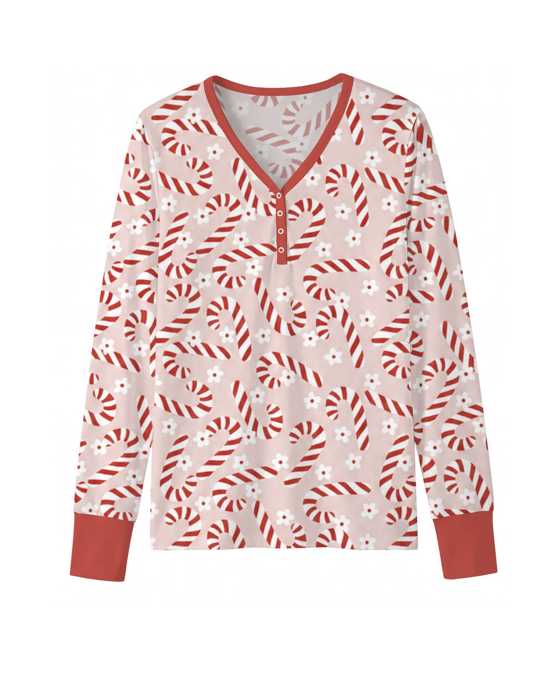 Blush Pink Candy Cane Delight Bamboo Women Pajama Set