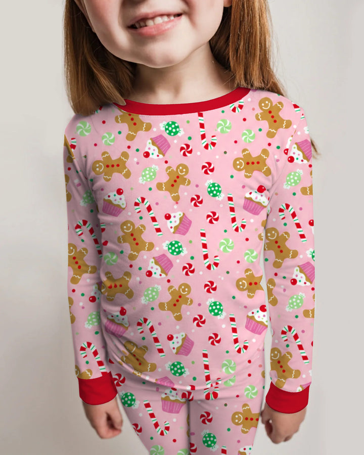 Pink Gingerbread Sweet Treats Bamboo Two Piece Long Sleeve Pajama Set