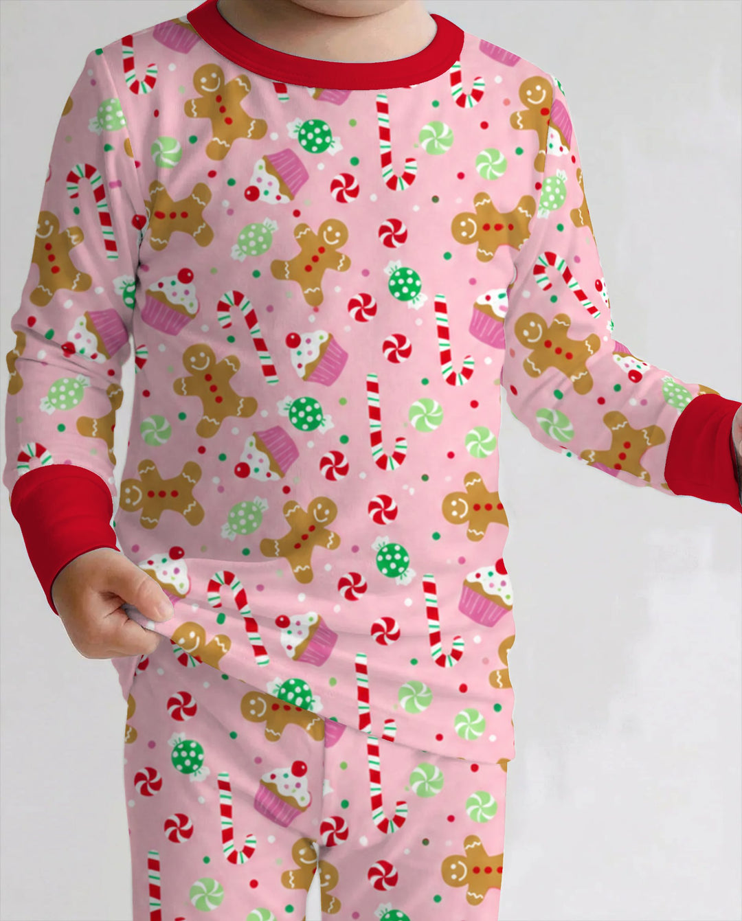 Pink Gingerbread Sweet Treats Bamboo Two Piece Long Sleeve Pajama Set
