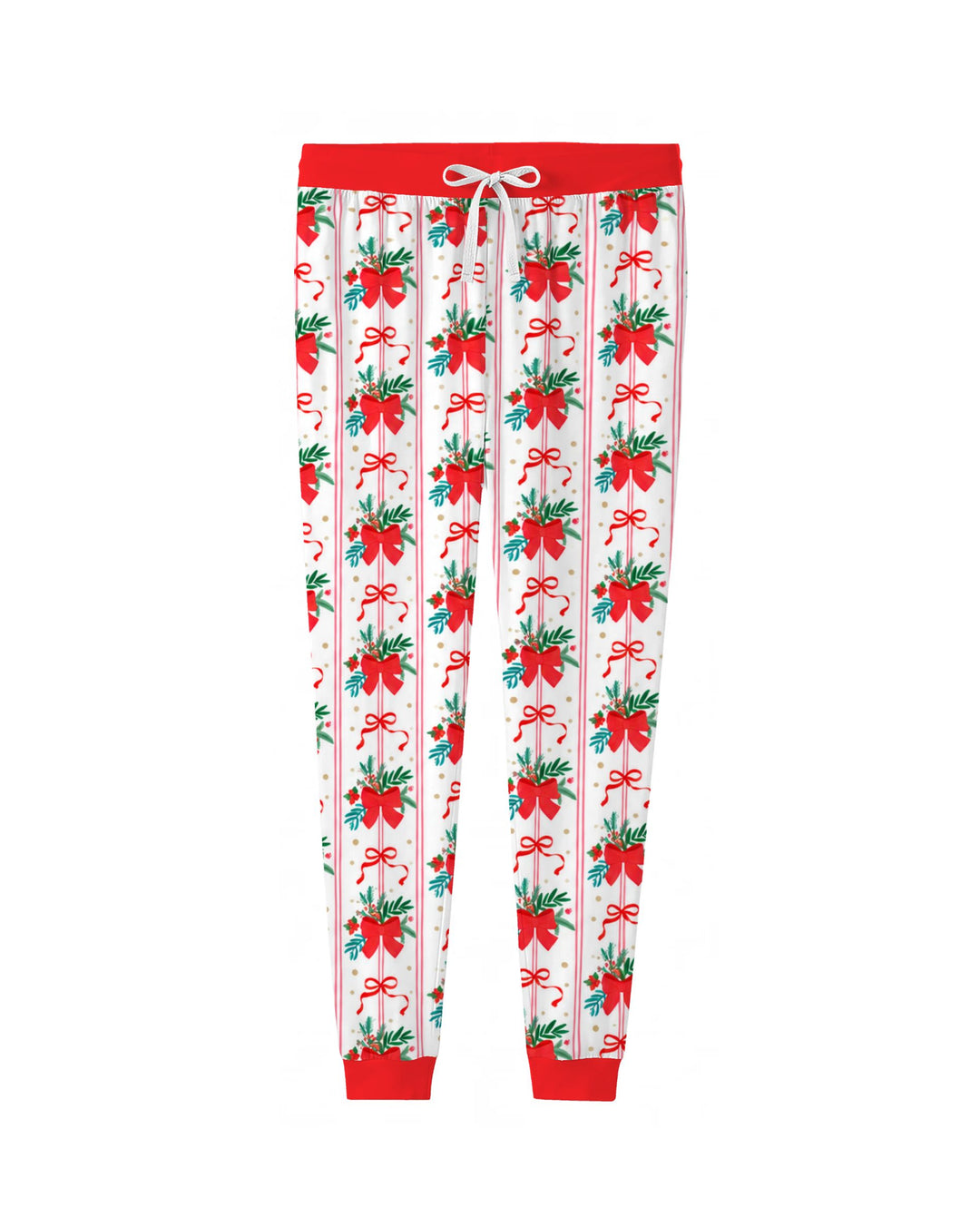 Christmas Red Bow Holiday Ribbons Bamboo Women Pajama Set