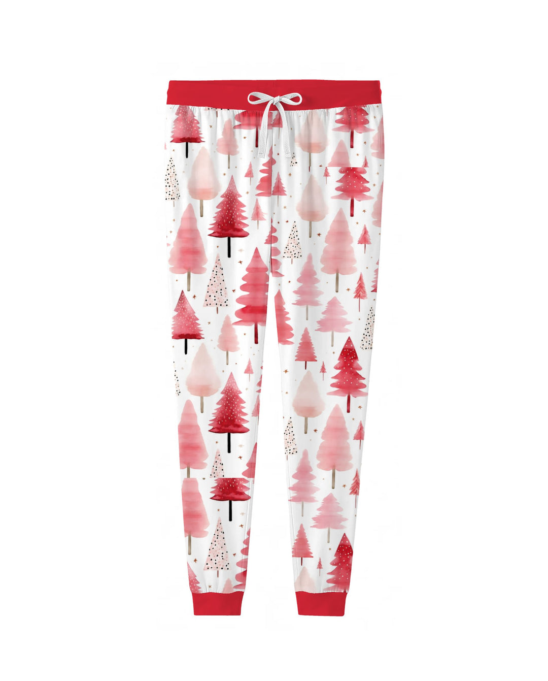 Watercolor Pink Christmas Trees Bamboo Women Pajama Set