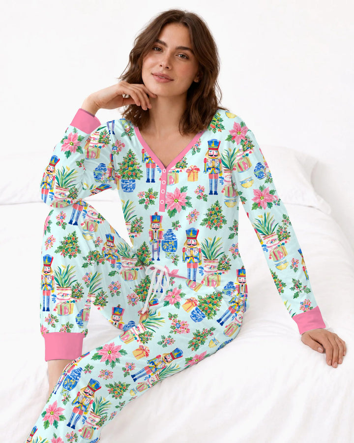 Nutcracker Christmas Chinoiserie Bamboo Women Pajama Set