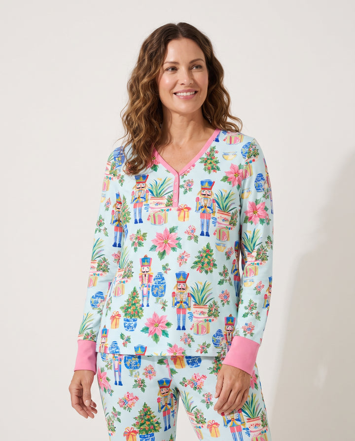 Nutcracker Christmas Chinoiserie Bamboo Women Pajama Set