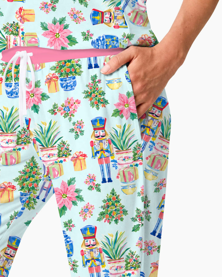 Nutcracker Christmas Chinoiserie Bamboo Women Pajama Set
