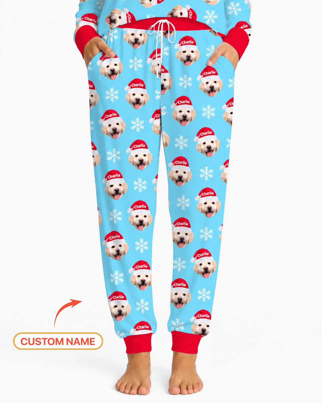 Custom Name Golden Retriever Santa Christmas Bamboo Women Pajama Set