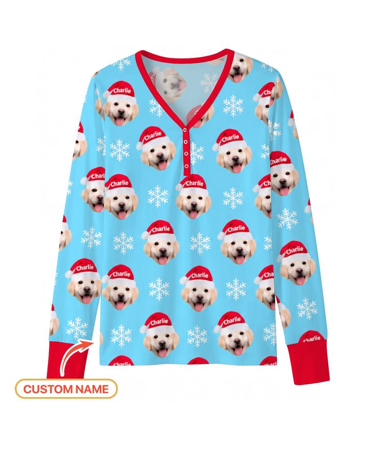 Custom Name Golden Retriever Santa Christmas Bamboo Women Pajama Set