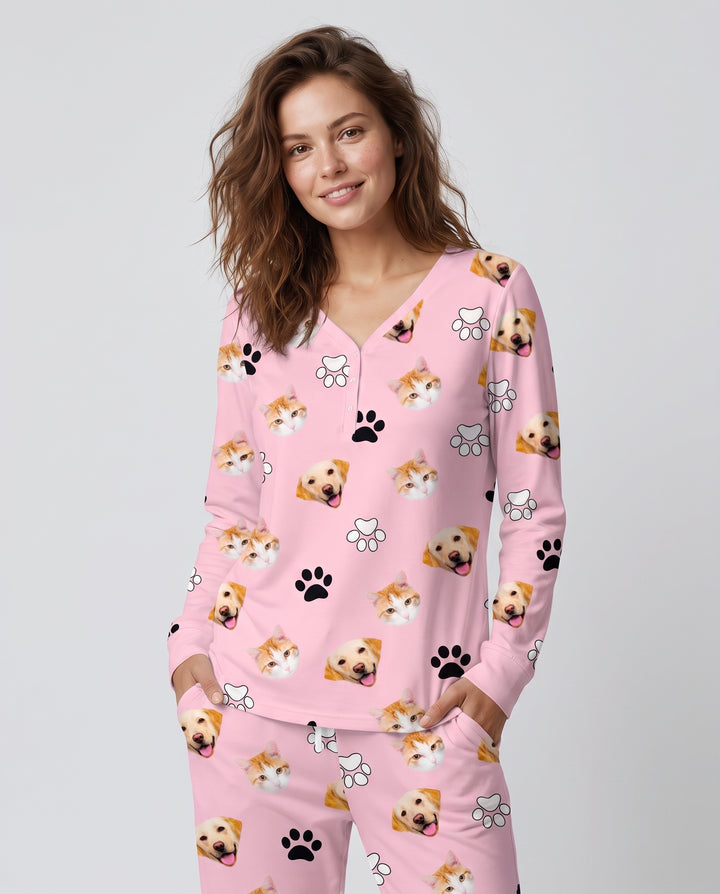 Pink Christmas Cats and Dogs Bamboo Women Pajama Set