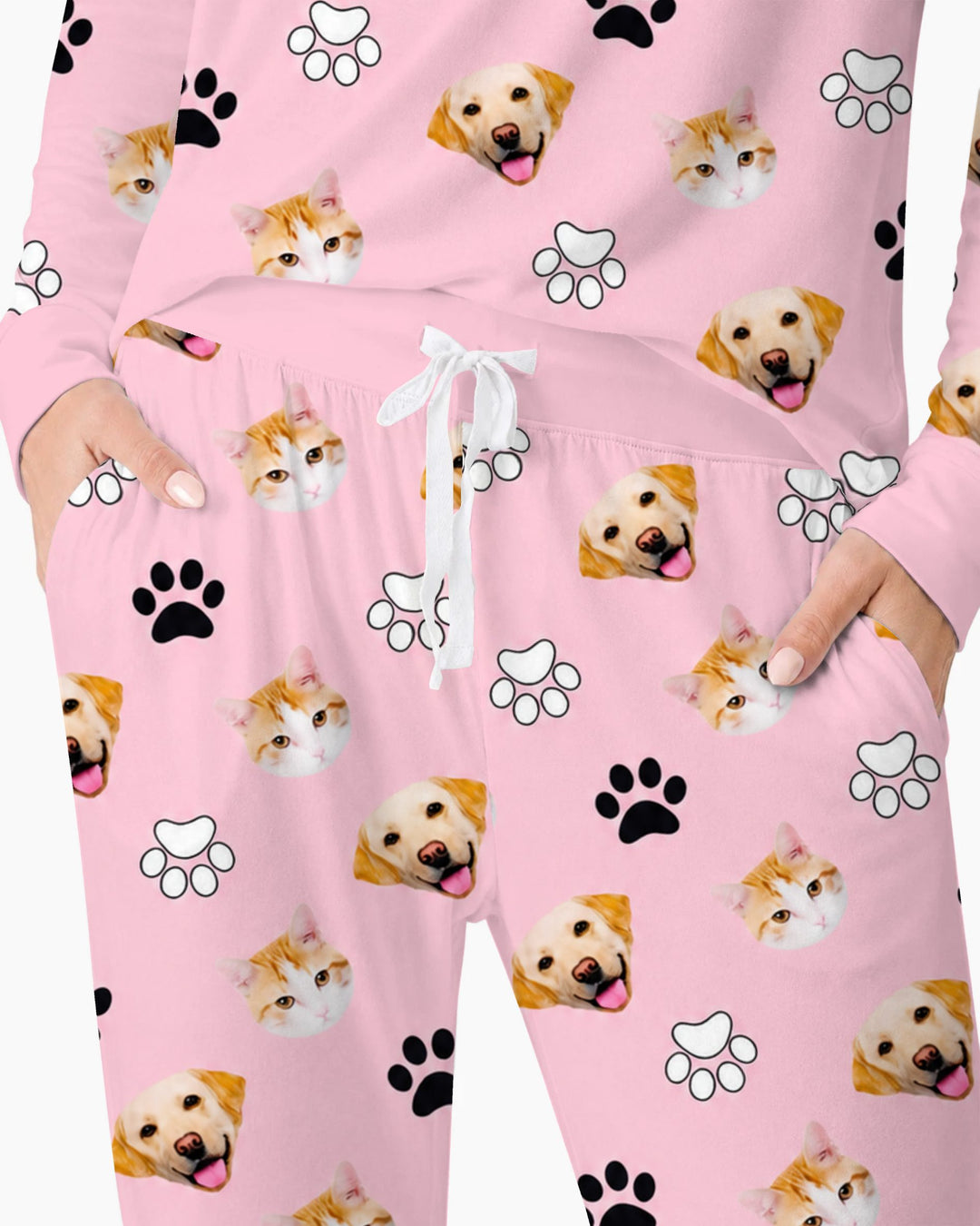 Pink Christmas Cats and Dogs Bamboo Women Pajama Set