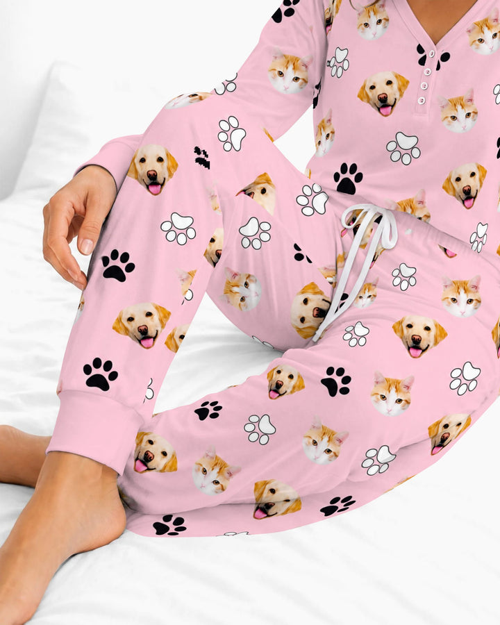 Pink Christmas Cats and Dogs Bamboo Women Pajama Set