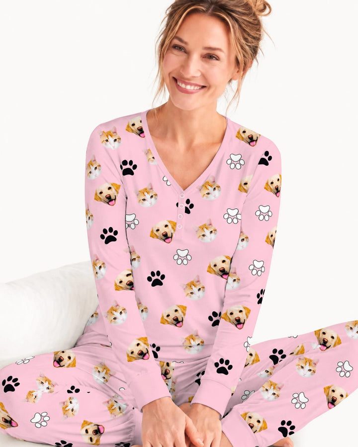Pink Christmas Cats and Dogs Bamboo Women Pajama Set