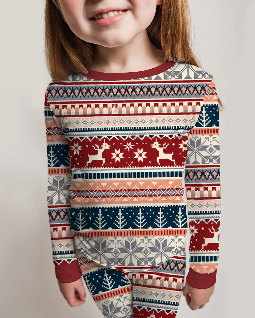Scandinavian Reindeer Winter Knit Bamboo Two Piece Long Sleeve Pajama Set