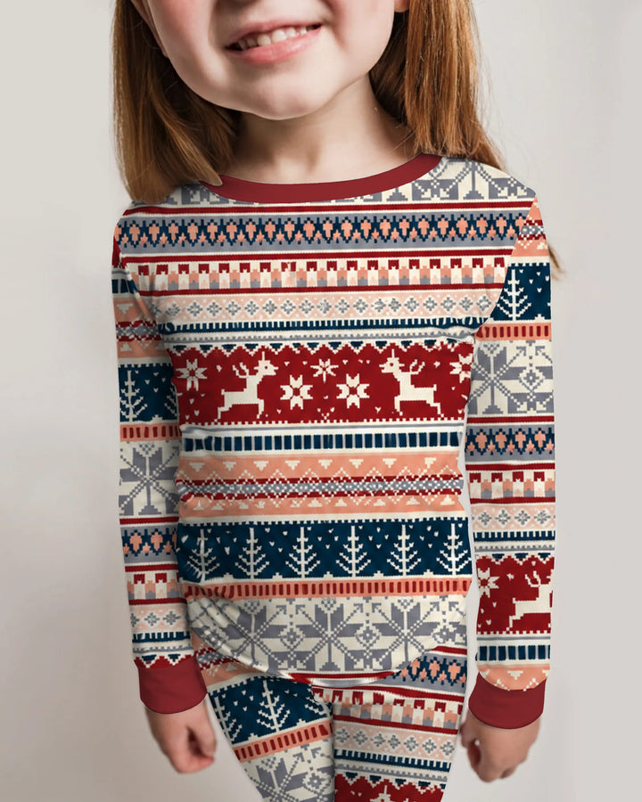 Scandinavian Reindeer Winter Knit Bamboo Two Piece Long Sleeve Pajama Set