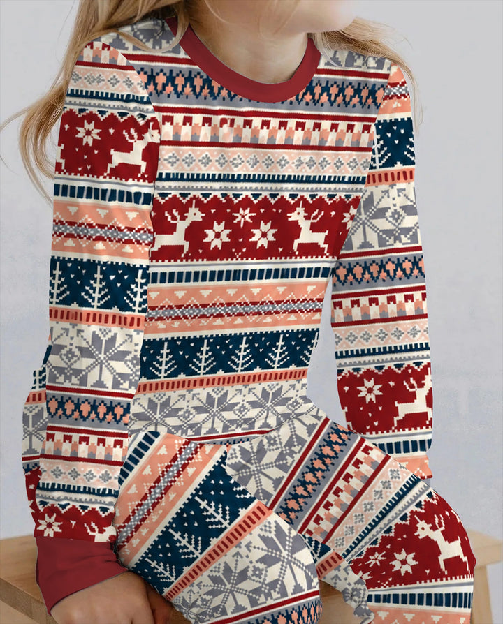 Scandinavian Reindeer Winter Knit Bamboo Two Piece Long Sleeve Pajama Set