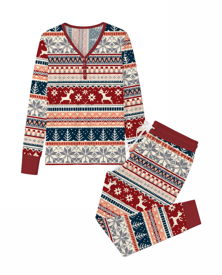 Scandinavian Reindeer Winter Knit Bamboo Women Pajama Set