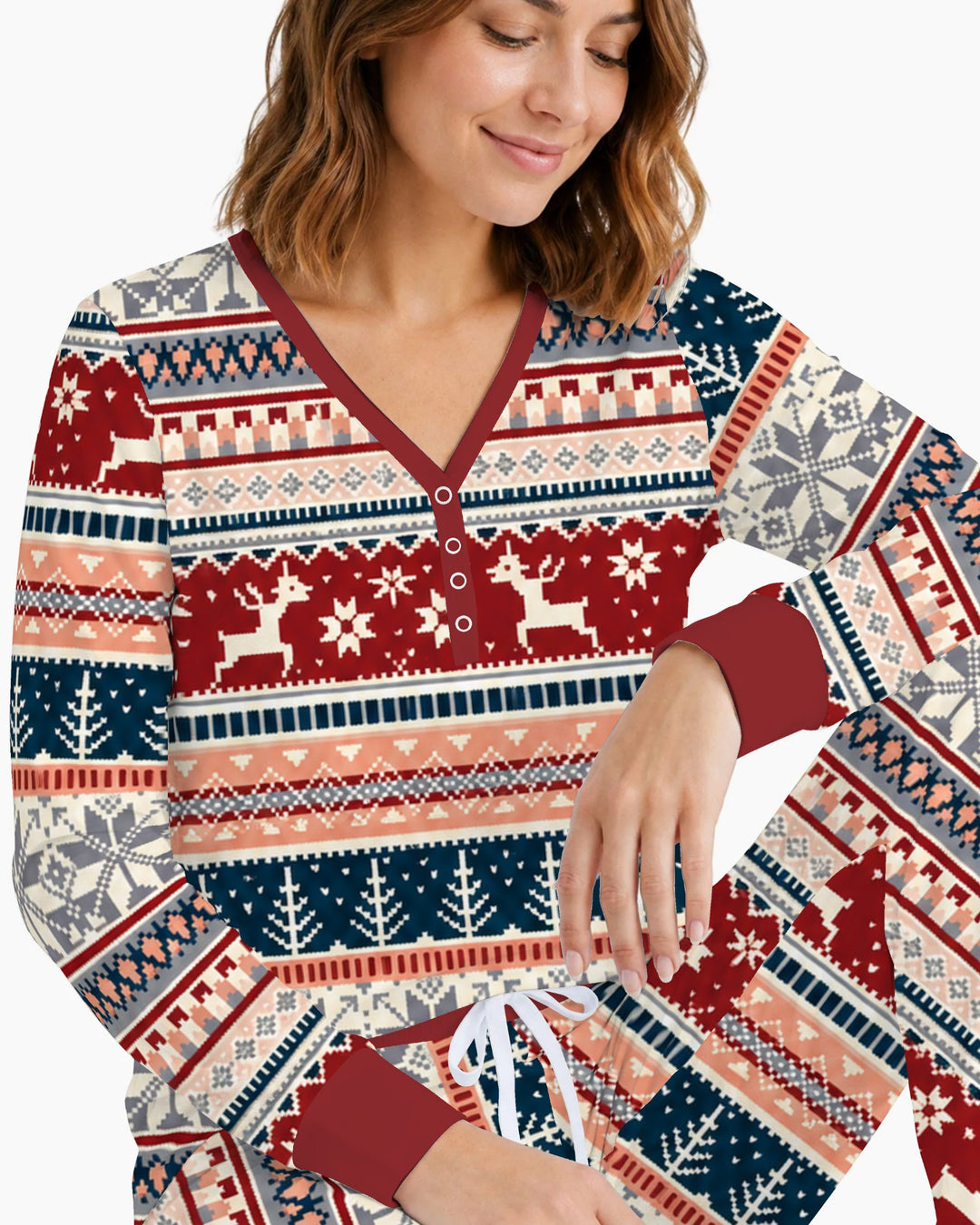 Scandinavian Reindeer Winter Knit Bamboo Women Pajama Set