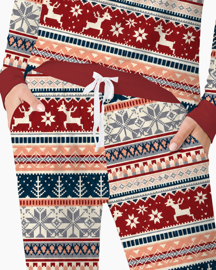 Scandinavian Reindeer Winter Knit Bamboo Women Pajama Set