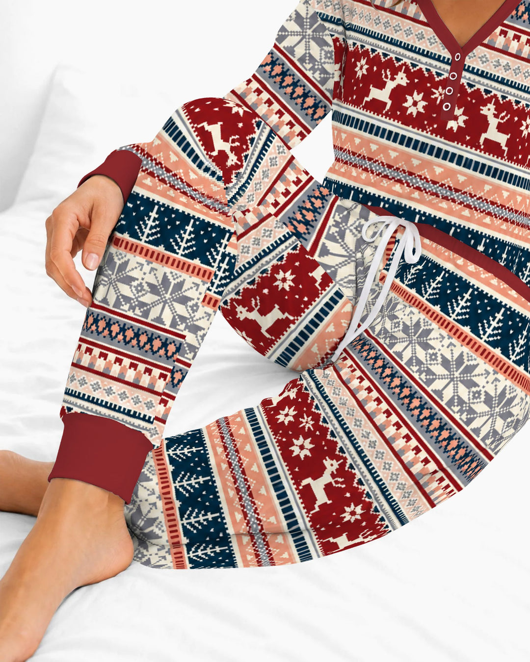 Scandinavian Reindeer Winter Knit Bamboo Women Pajama Set