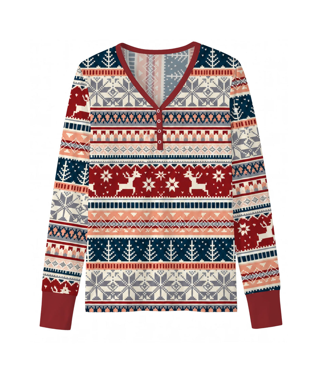 Scandinavian Reindeer Winter Knit Bamboo Women Pajama Set