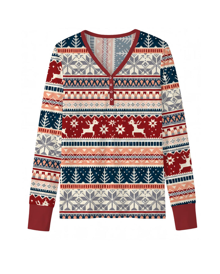 Scandinavian Reindeer Winter Knit Bamboo Women Pajama Set