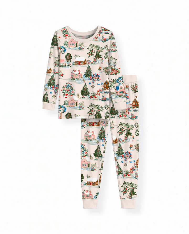 Gingerbread Christmas Village Bamboo Two Piece Long Sleeve Pajama Set