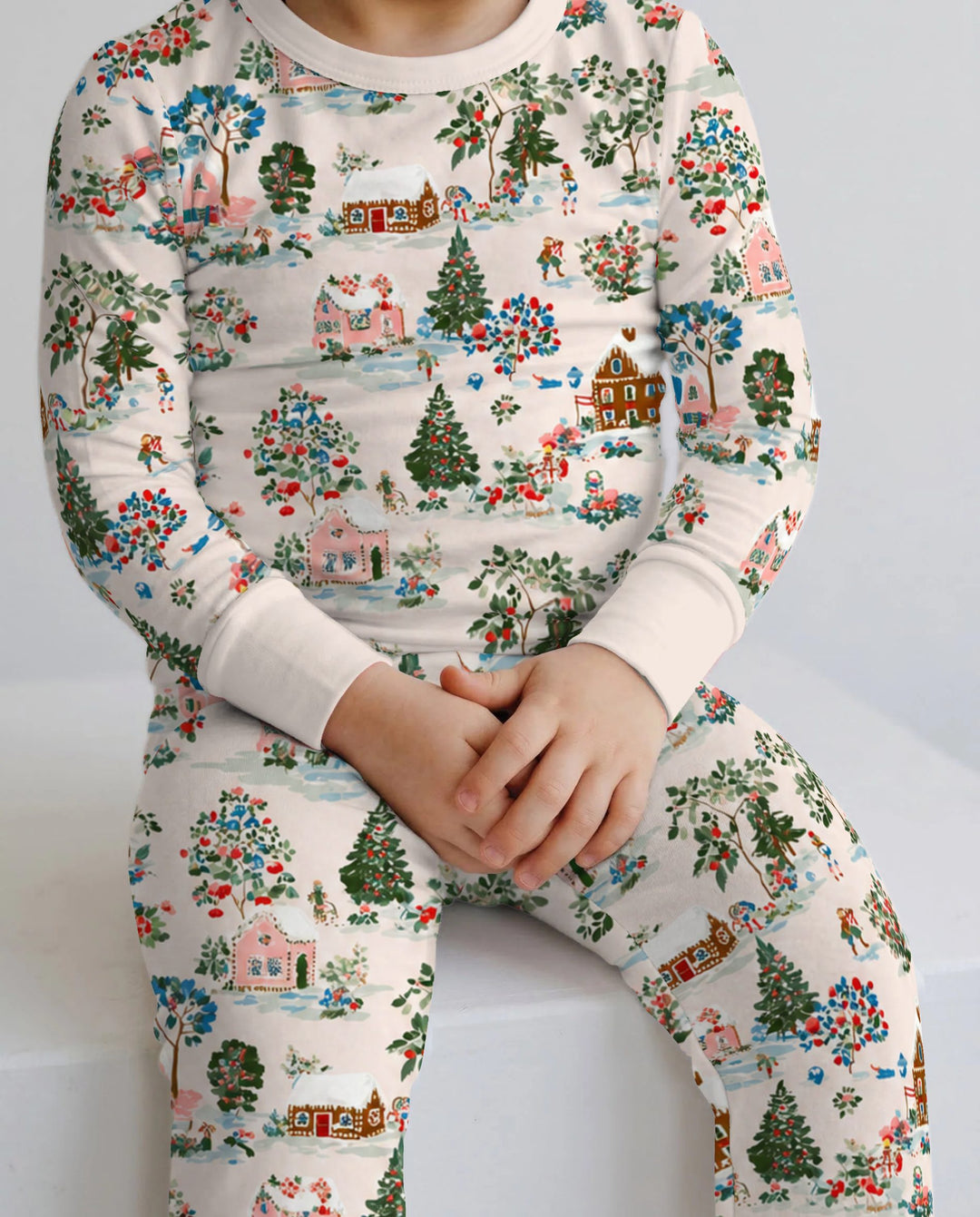 Gingerbread Christmas Village Bamboo Two Piece Long Sleeve Pajama Set