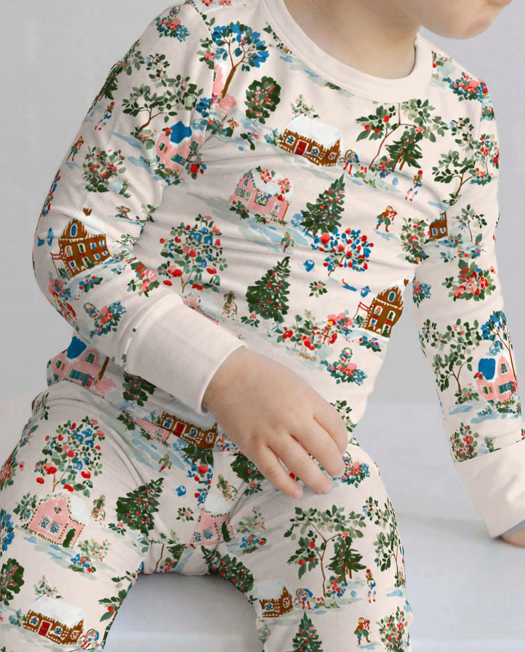 Gingerbread Christmas Village Bamboo Two Piece Long Sleeve Pajama Set