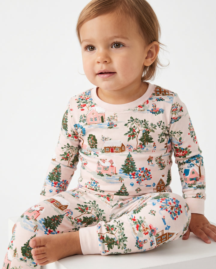 Gingerbread Christmas Village Bamboo Two Piece Long Sleeve Pajama Set
