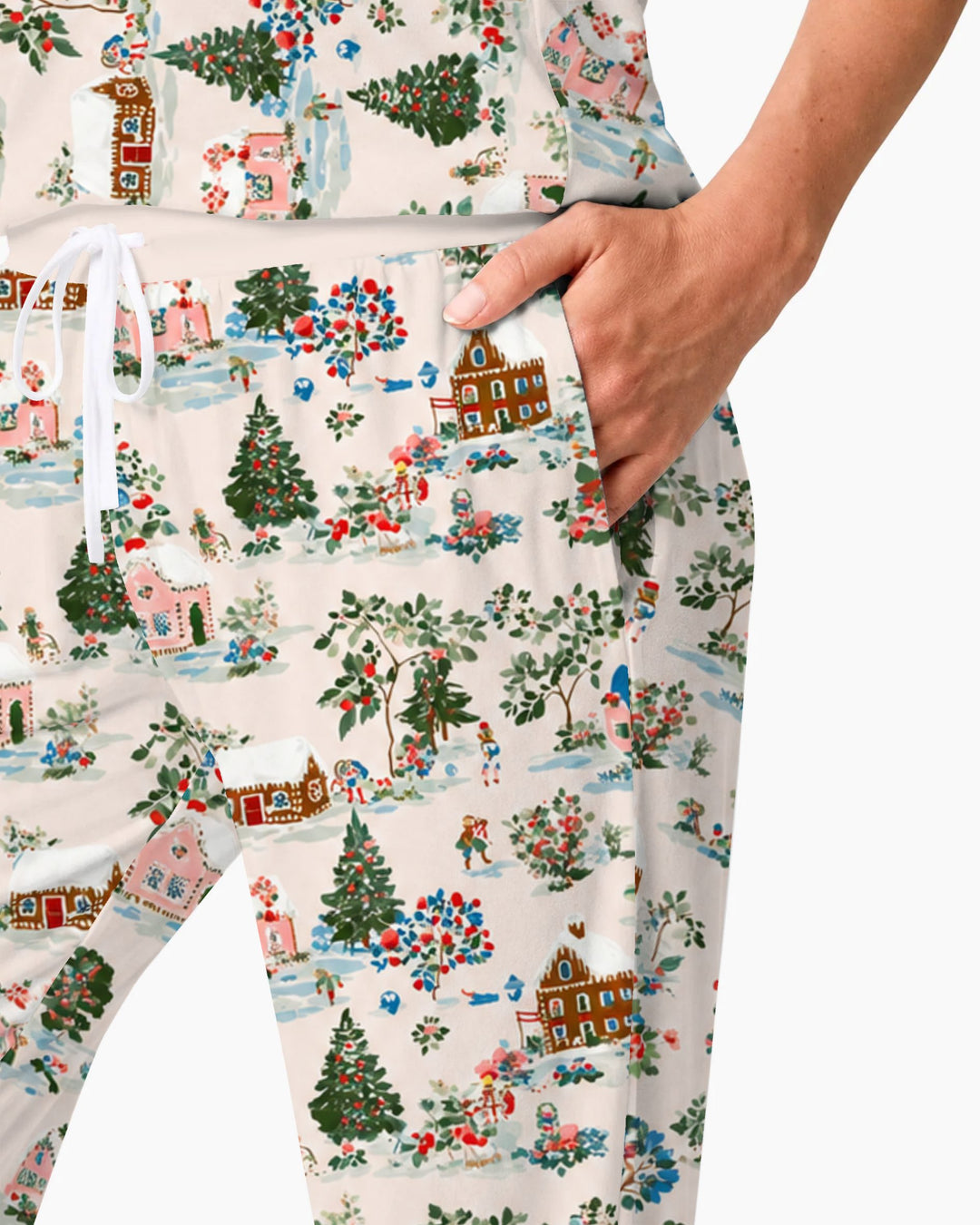 Gingerbread Christmas Village Bamboo Women Pajama Set