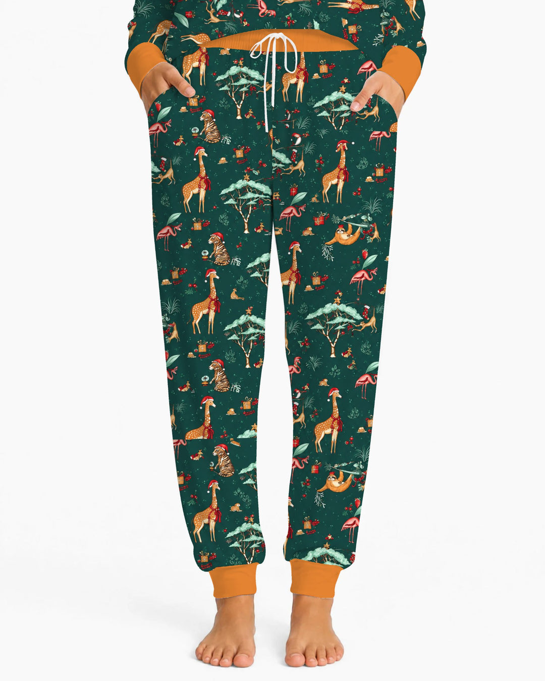 Whimsical Christmas Safari Animals Bamboo Women Pajama Set