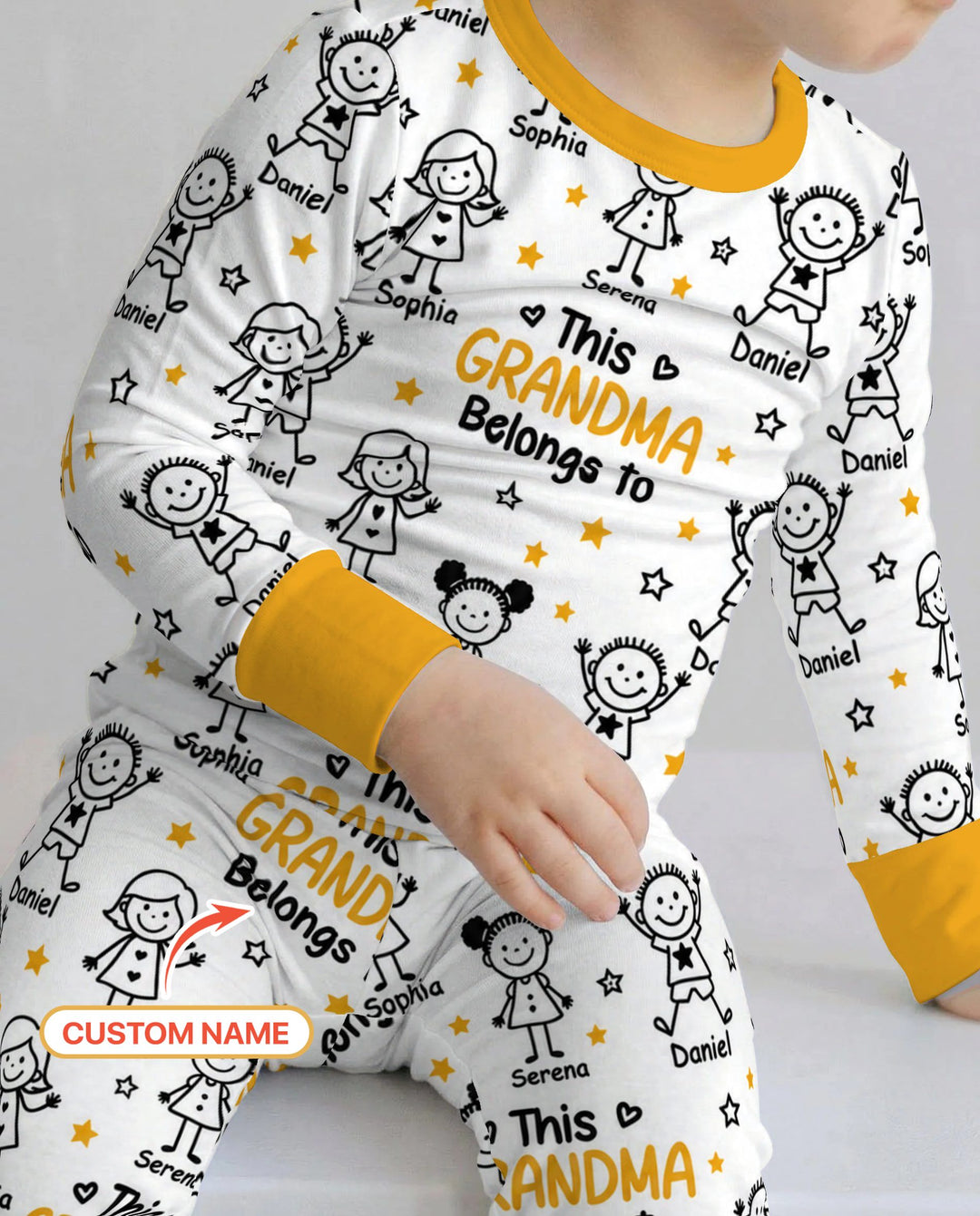 Custom Name This Grandma Belongs To Grandkids Bamboo Two Piece Long Sleeve Pajama Set