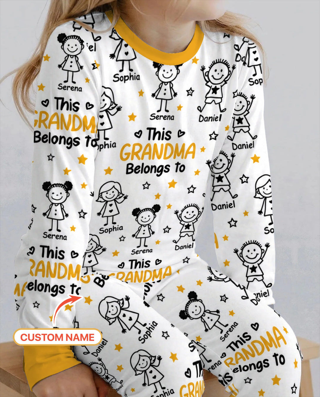 Custom Name This Grandma Belongs To Grandkids Bamboo Two Piece Long Sleeve Pajama Set