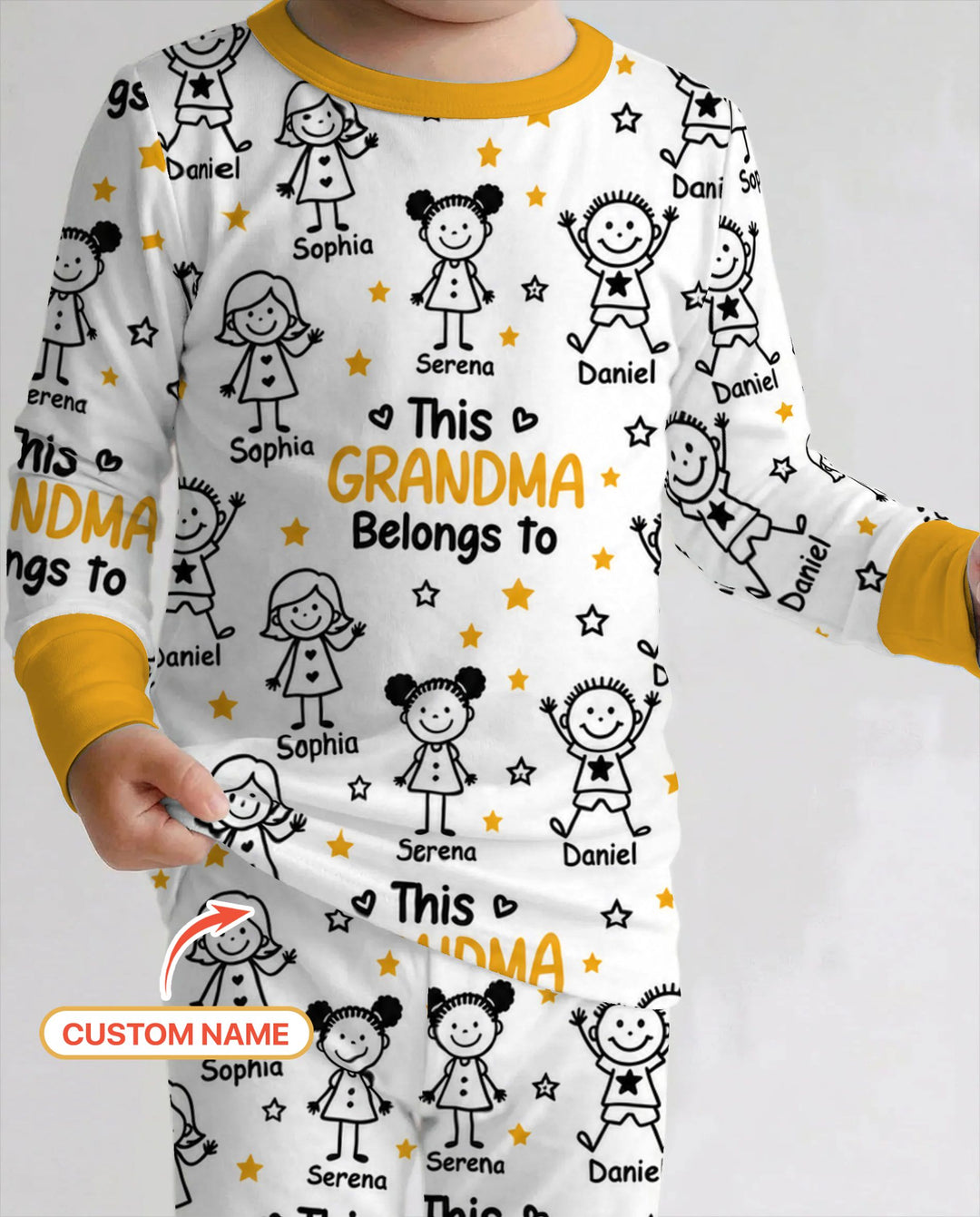 Custom Name This Grandma Belongs To Grandkids Bamboo Two Piece Long Sleeve Pajama Set