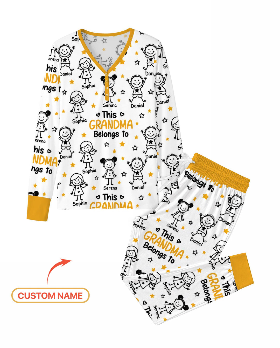 Custom Name This Grandma Belongs To Grandkids Bamboo Women Pajama Set