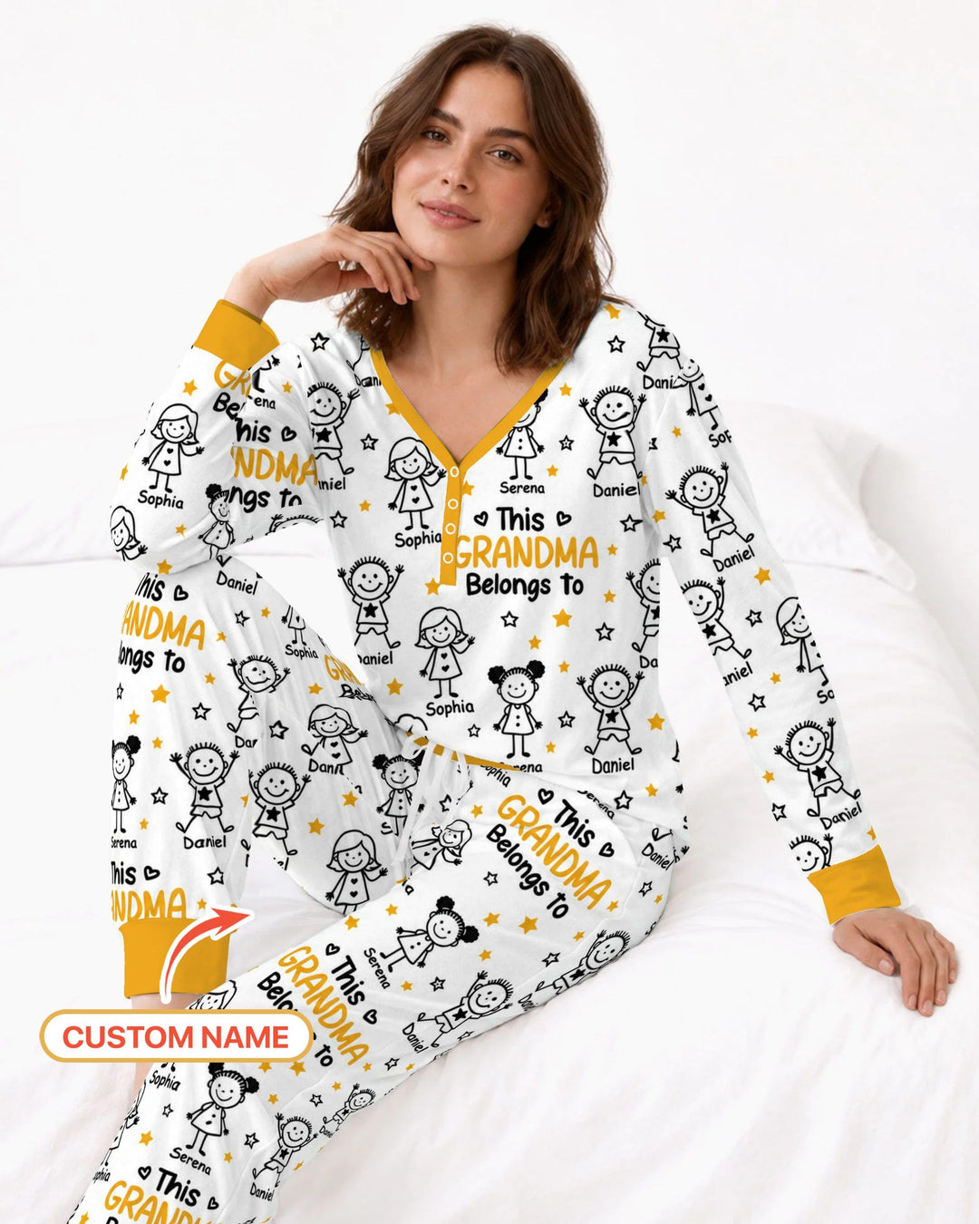 Custom Name This Grandma Belongs To Grandkids Bamboo Women Pajama Set