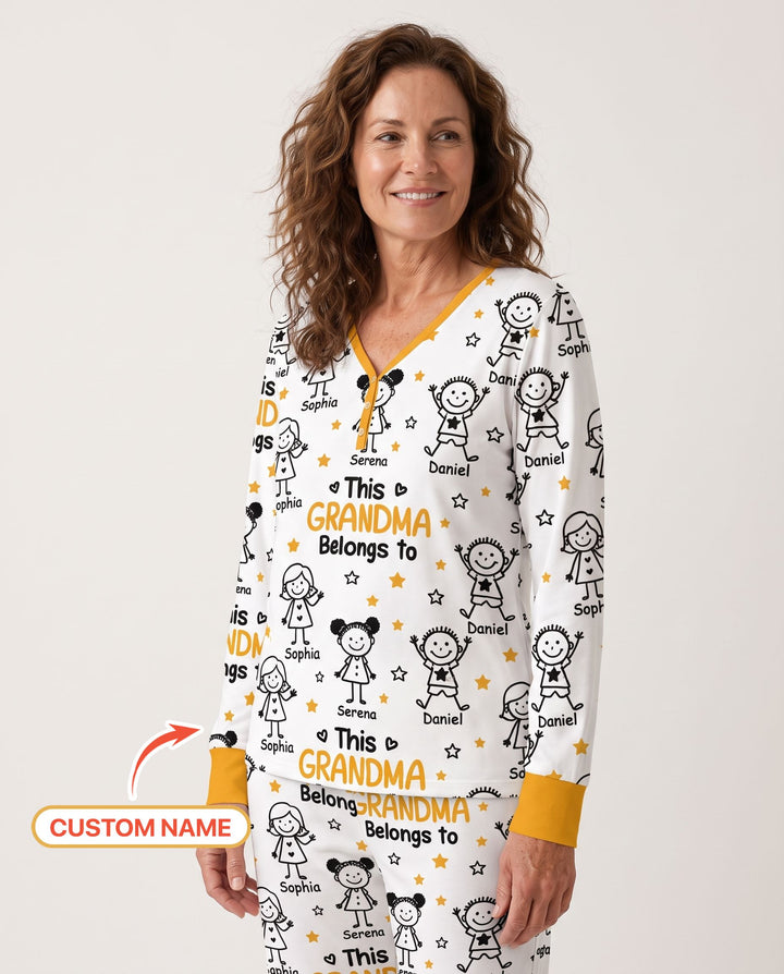 Custom Name This Grandma Belongs To Grandkids Bamboo Women Pajama Set