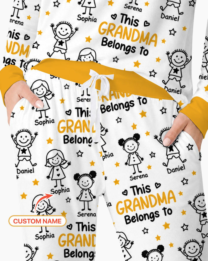Custom Name This Grandma Belongs To Grandkids Bamboo Women Pajama Set