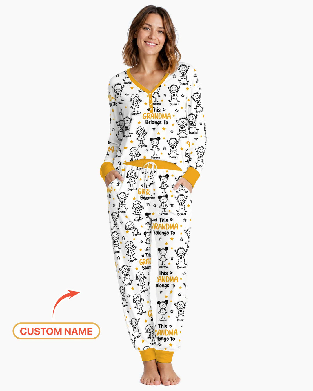 Custom Name This Grandma Belongs To Grandkids Bamboo Women Pajama Set