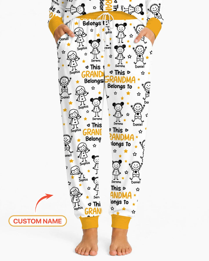 Custom Name This Grandma Belongs To Grandkids Bamboo Women Pajama Set