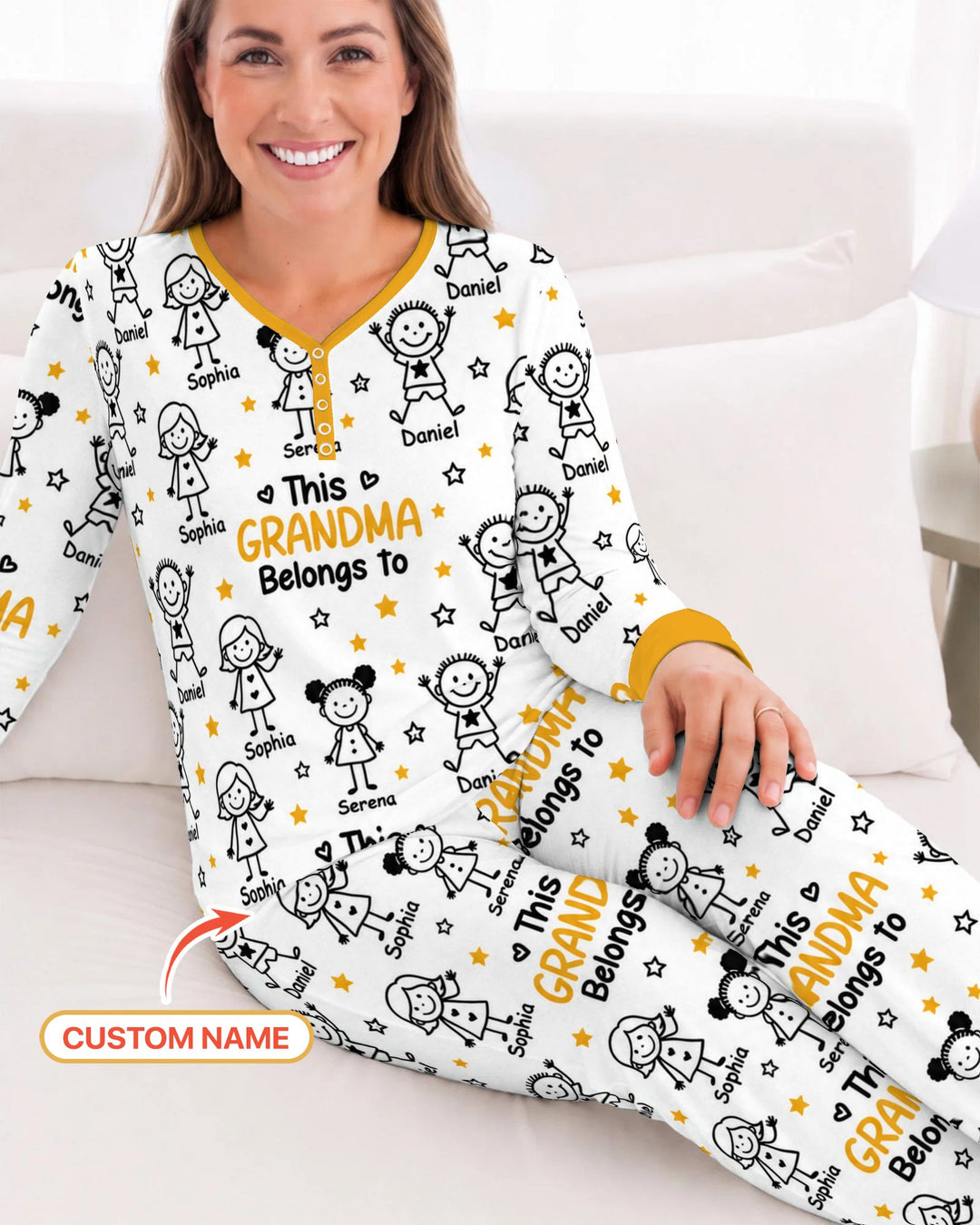 Custom Name This Grandma Belongs To Grandkids Bamboo Women Pajama Set