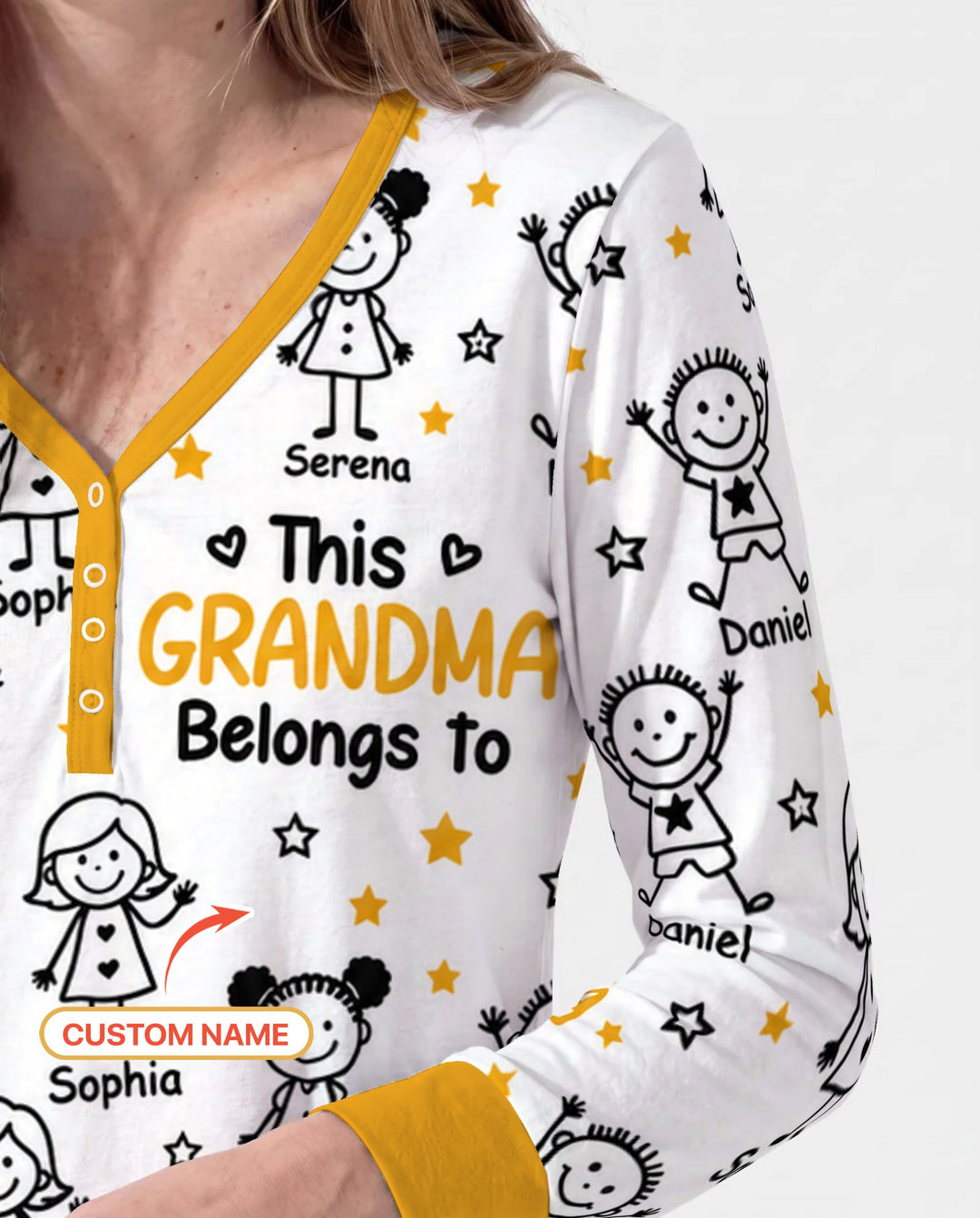 Custom Name This Grandma Belongs To Grandkids Bamboo Women Pajama Set