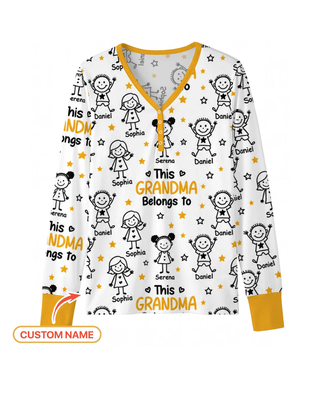Custom Name This Grandma Belongs To Grandkids Bamboo Women Pajama Set