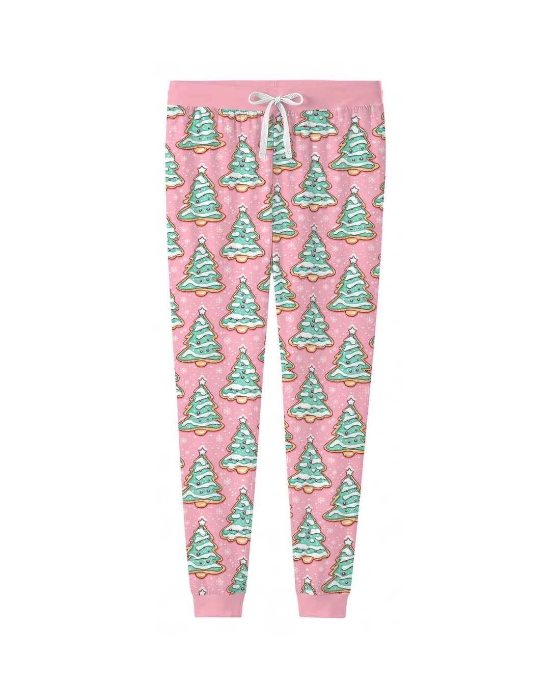 Pastel Gingerbread Christmas Tree Cookies Bamboo Women Pajama Set
